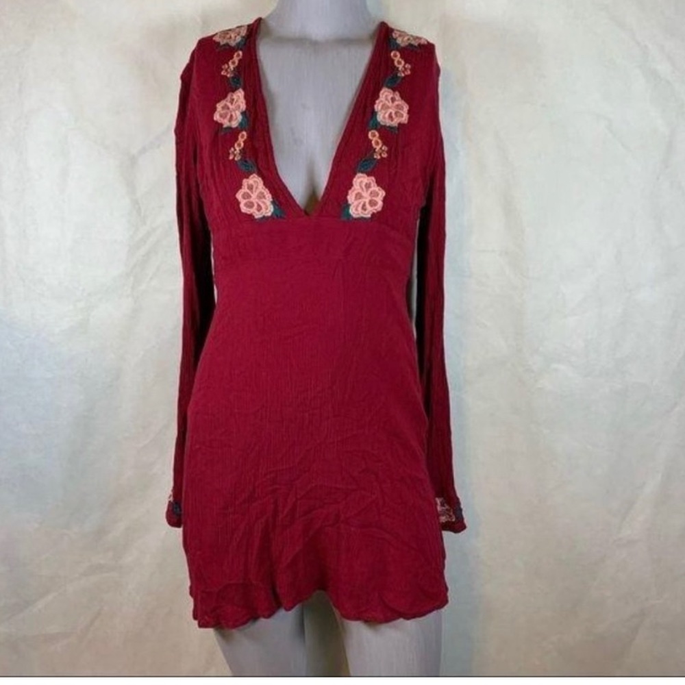 Forever 21 - long sleeve floral plunge dress